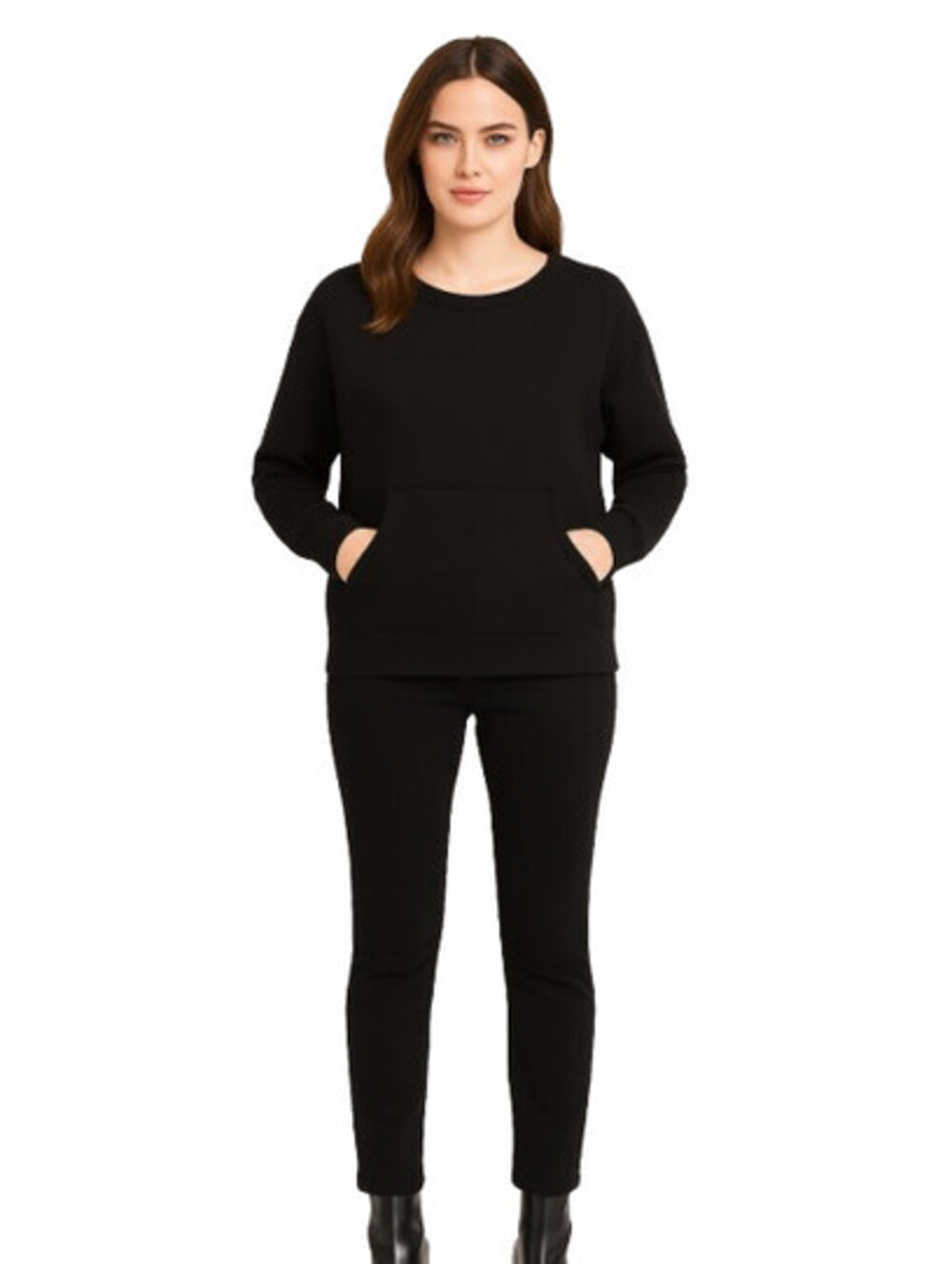 Workshop Republic Black Scoop Neck Raglan Sweatshirt Pockets Rayon Blend NWT